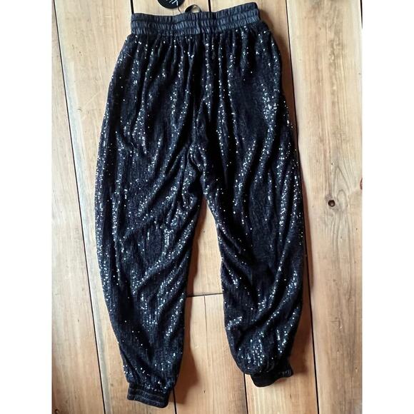 NWT! Mittoshop Women's Sequin Black Pull On Pants. Drawstring. Sz Small. Jogger - Picture 1 of 7